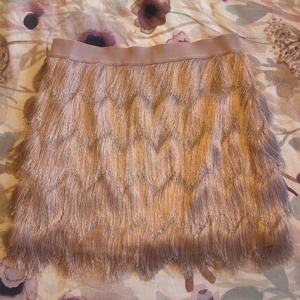 BCBG Fringe Skirt in Blush Pink s